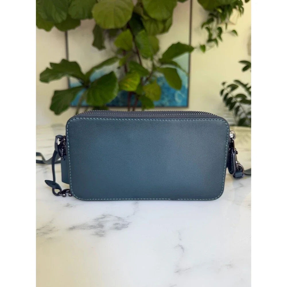 Coach Kira Crossbody Bag with Varsity Patches CG168 Forest Green Leather Pewter